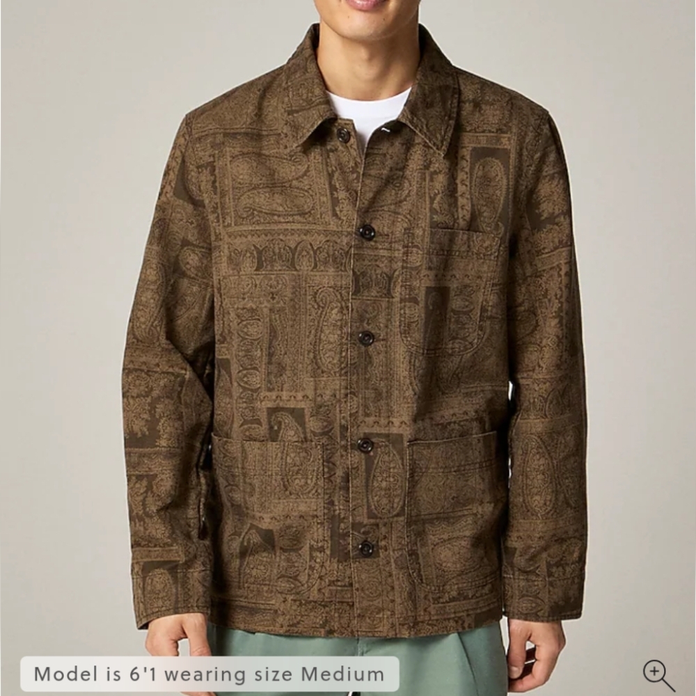 J Crew Cotton-linen blend chore jacket CH138 Size M Brown NWT - Picture 1 of 8